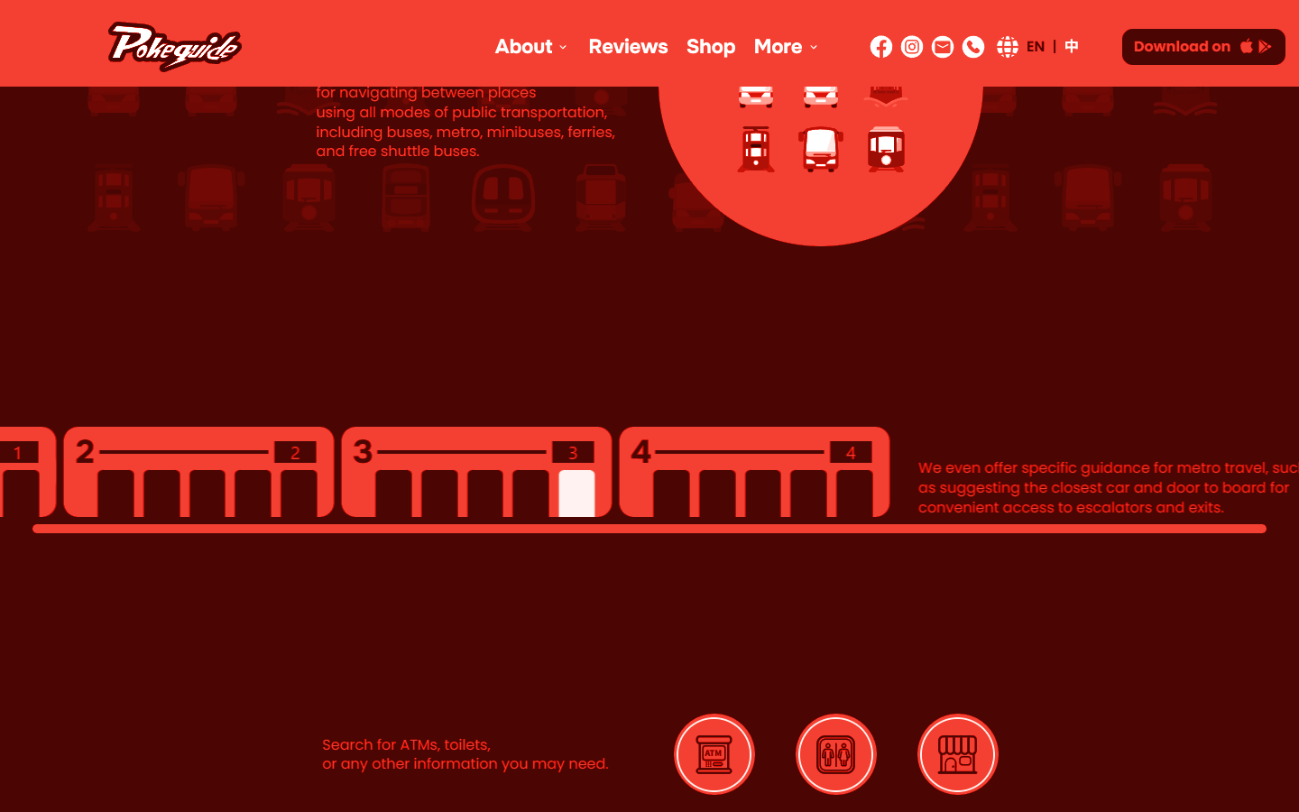 Pokeguide — bus, metro, minibus and ferry guidance, and metro car and door directions